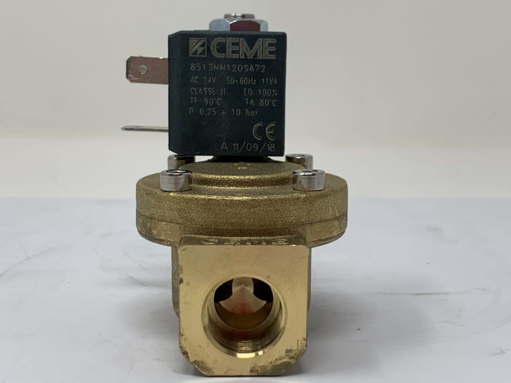 8513NN120SA72 Elettrovalvola CEME NC G.3/8" per acqua/aria/olio 24V AC tenute in NBR con connettore DIN43650B