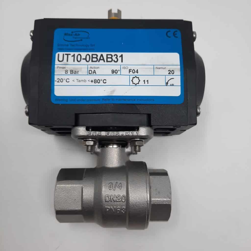Valvola a Sfera 2 Vie Inox 316 G. 3/4" Con Attutatore Pneumatico D.E.