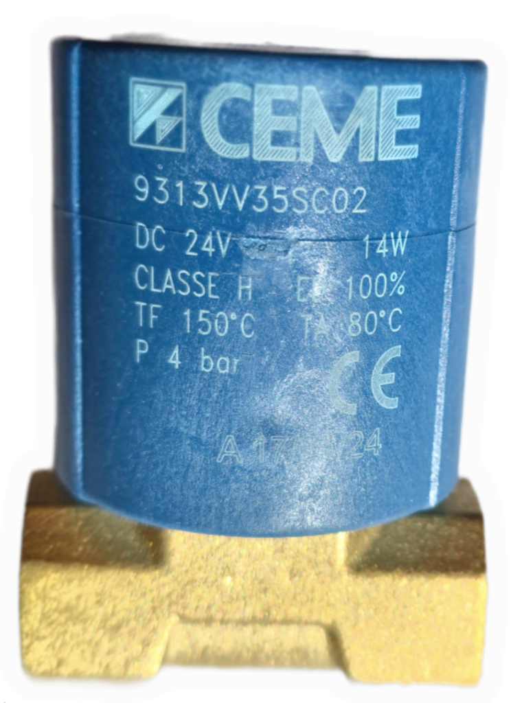 9313VV35SC02 24VDC Elettrovalvola CEME NC G.3/8" per acqua/aria/olio, tenute in FKM 150°C